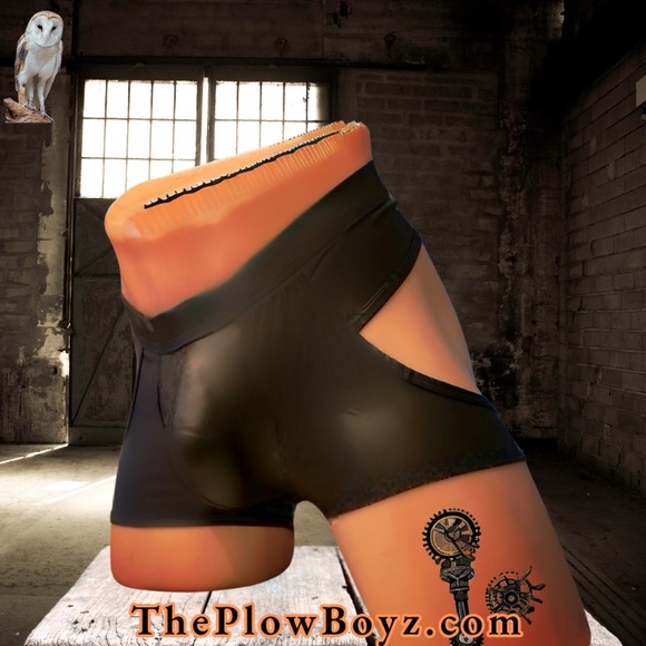 Mens Open Back Boxers Male Underwear Faux Leather Open Back - Picture 2 of 6